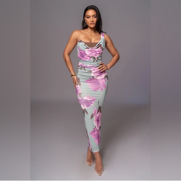 JLUXLABEL Sage Floral Georgiana One Shoulder Maxi Dress - Picture 3 of 5